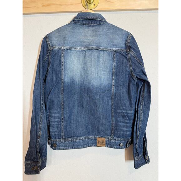 Women's Here + There Denim Blue Jean Faded Look Jacket Size Medium - Picture 8 of 8